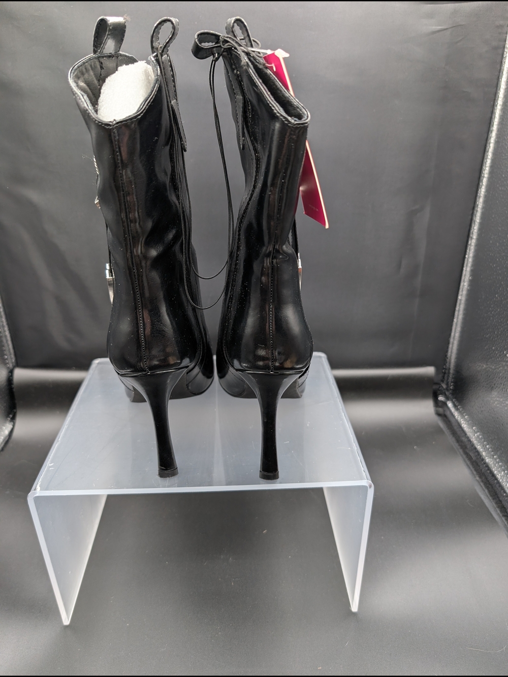 Rampage Black Pointed-Toe Western Stiletto Boots with Buckle Detail - Picture 4 of 5